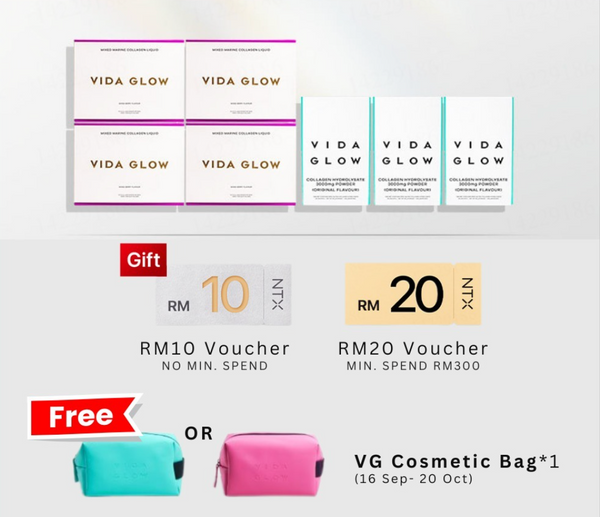 【升级套组】VidaGlow Collagen Liquid胶原蛋白肽饮4盒+Collagen 胶原蛋白粉3盒