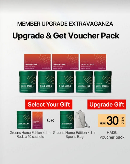 11.11 狂欢大促【升级套组】Eimele - Calibrate Red亦餐纤体粉*3盒 + Shine Green Home Edition 绿粉家庭装*5 罐 /赠 绿粉家庭装 *1 + 小红针*10条