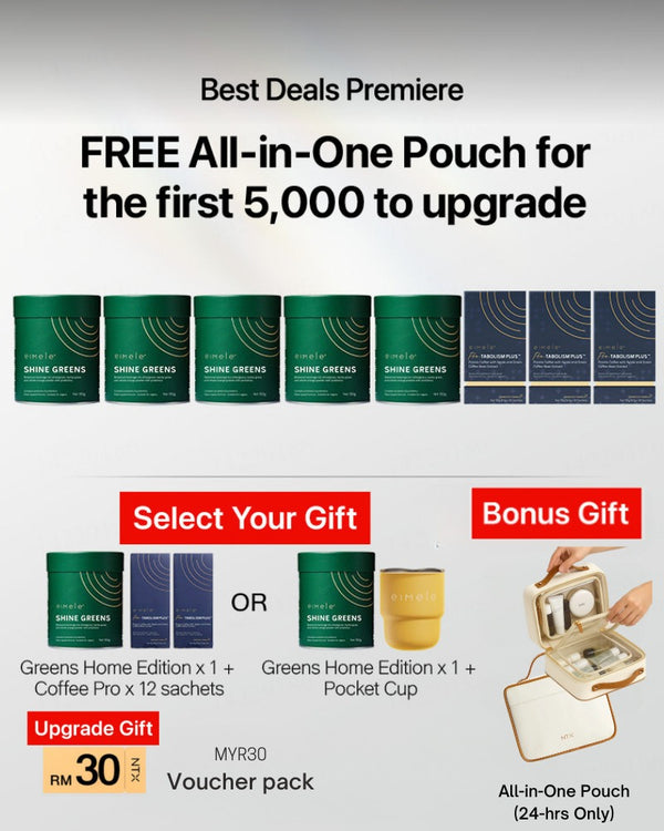 6.6狂欢大促【升级套组】Eimele - Coffee 代谢咖啡PRO*3 +Shine Green 绿粉家庭装*5罐 /赠绿粉*1罐