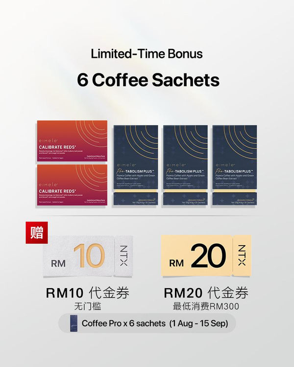 【升级套组】Eimele - Calibrate Red亦餐纤体粉*2盒+Coffee 代谢咖啡PRO*3盒