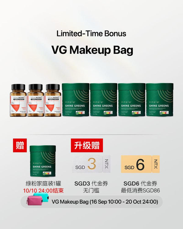 11.11 狂欢大促【升级套组】TheroNomic Cardi-flo 心血管三生元胶囊*3 罐 + Eimele Shine Green 绿粉家庭装 *4罐 /赠Eimele 绿粉*1罐